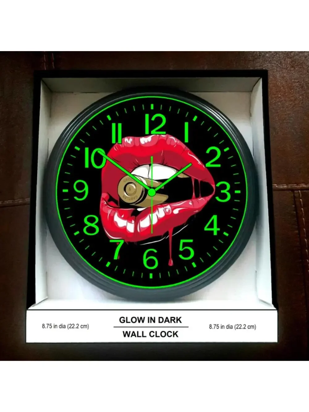 Bight The Bullet Music Studio Salon Game Room Glow In The Dark Wall Clock New!